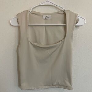 Chic Beige Sleeveless Crop Top
